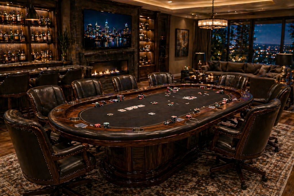 wood poker table